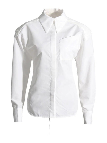 Emmily Backless Single Breasted Chic Blouse