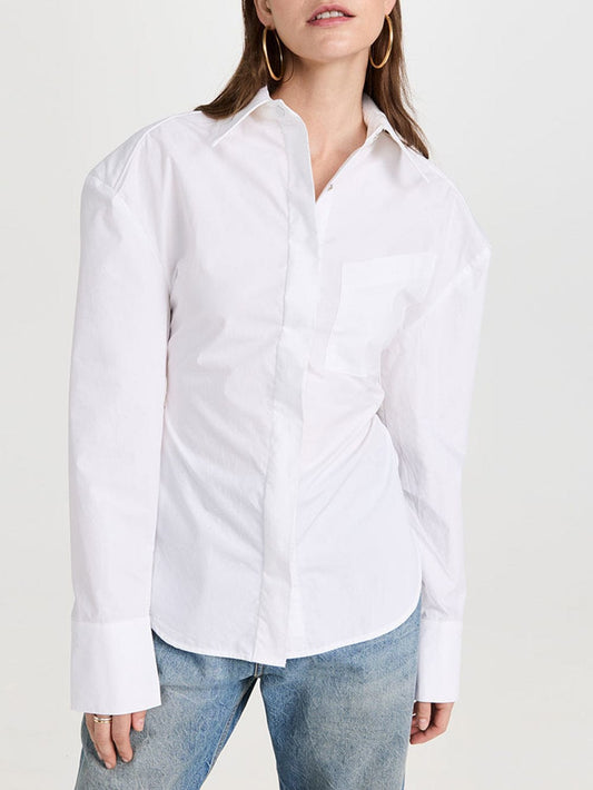 Emmily Backless Single Breasted Chic Blouse