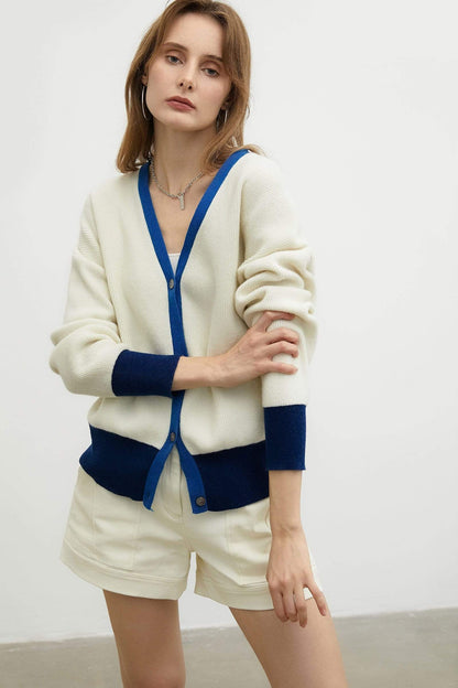 Dana Ivory Contrast Cardigan