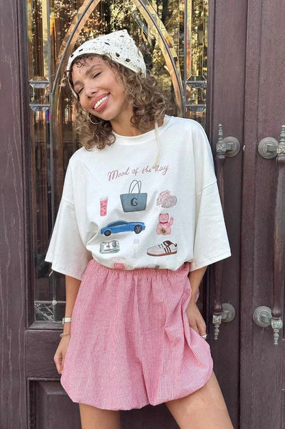Hand Painted Print Oversized T-Shirt