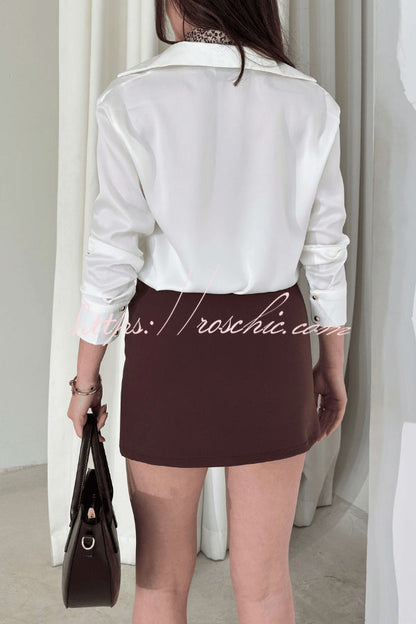 Solid Color Silk Satin Texture Single-breasted Long-sleeved Loose Shirt
