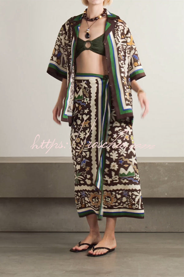 Moroccan Oversized Printed Shirt Dress Set