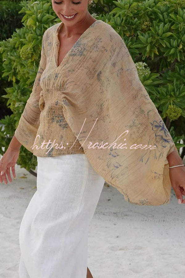 Bohemian Style Ibiza Embroidered Wide-sleeved Shirt