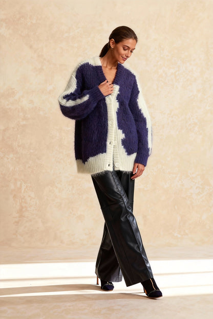 Ethereal New Casual Halffront Fleece Blend Long Sweater