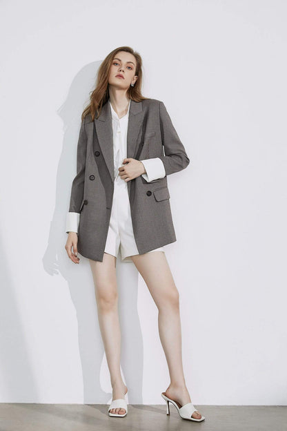 Herringbone Grey Oversized Blazer