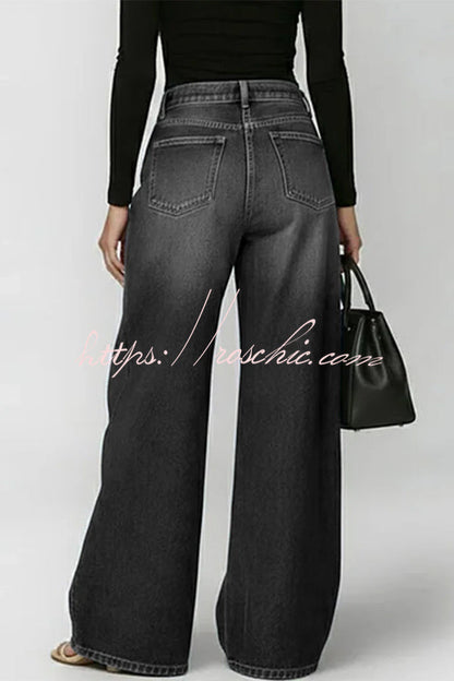 High-Street Edgy Eyelet Cut-Out Baggy Jeans