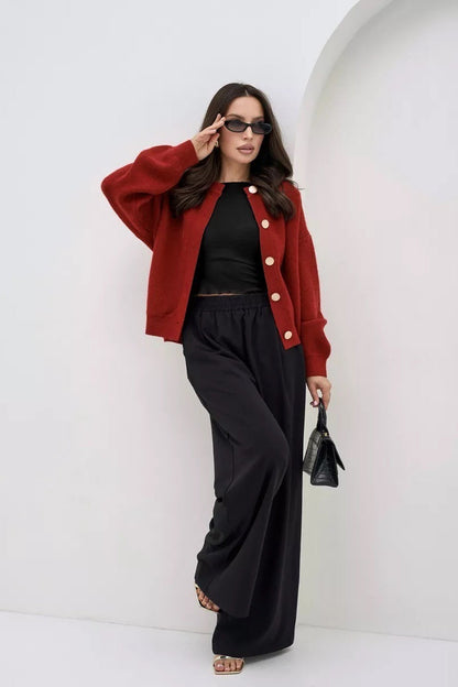 Solid Color Relaxed Knit Cardigan
