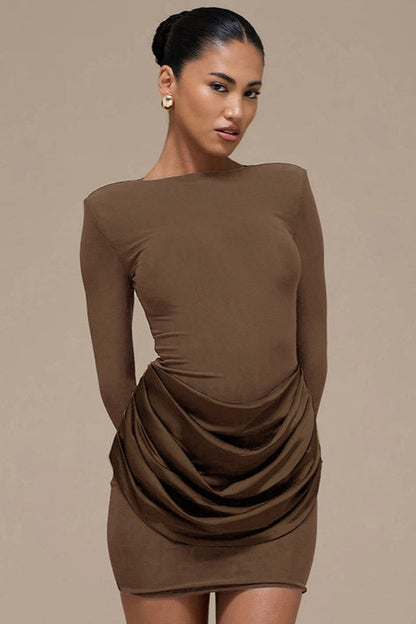 Solid Color Ruched Bodycon Dress