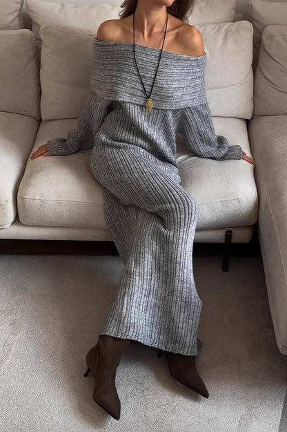 Knit Off Shoulder Long Sleeve Bodycon  Sweater Dress