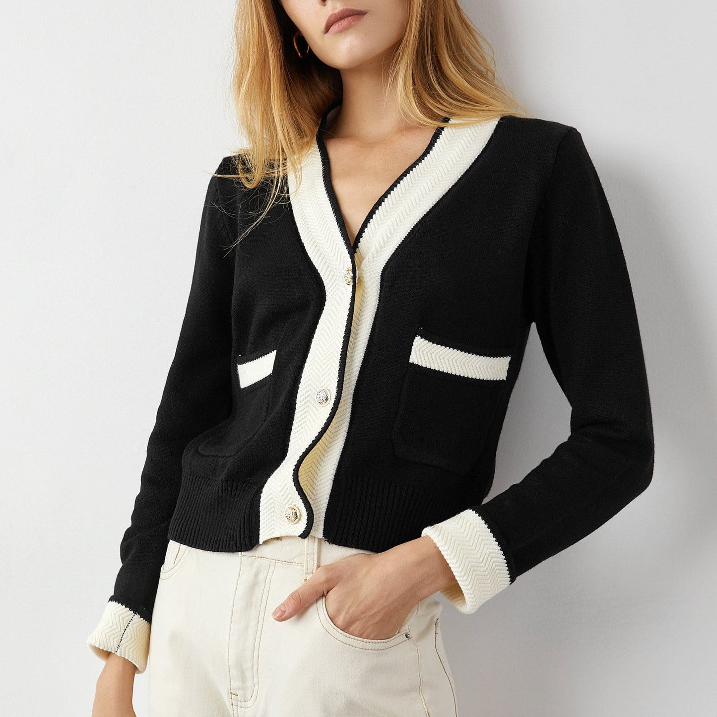 Adelyn Black Pocketed Cardigan