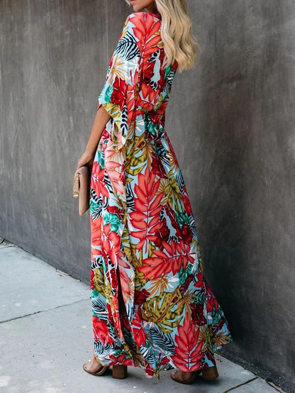 Flower Beach Blouse Sun Protection Robe style Dress