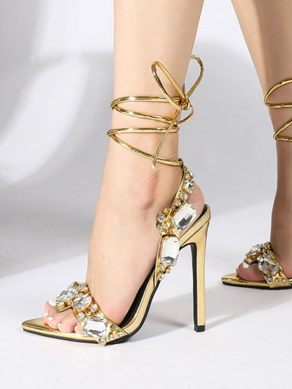 Harlow Ankle Rhinestone Toe Heel