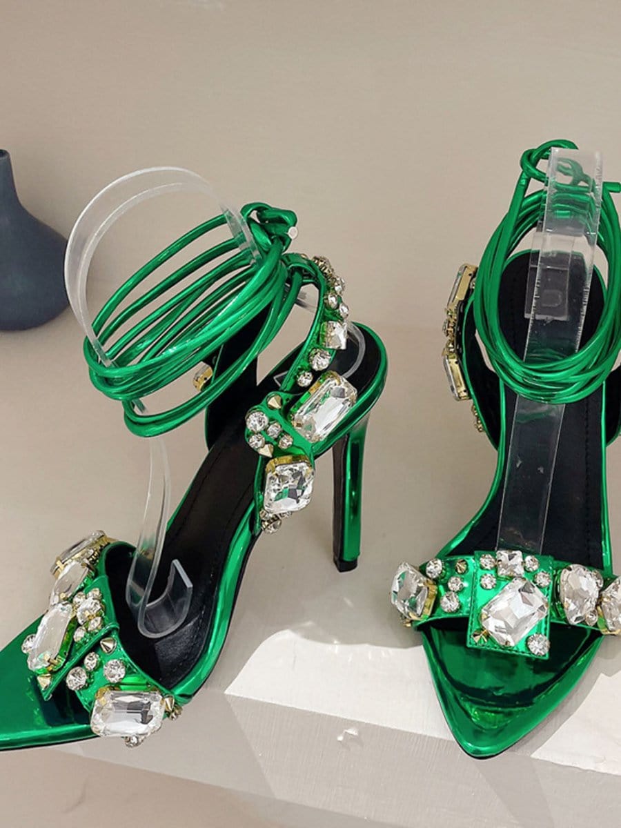 Harlow Ankle Rhinestone Toe Heel
