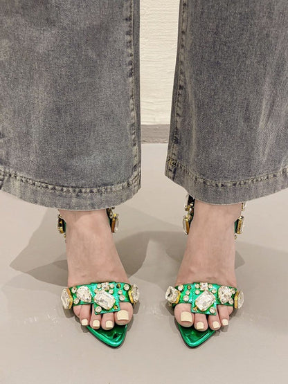 Harlow Ankle Rhinestone Toe Heel