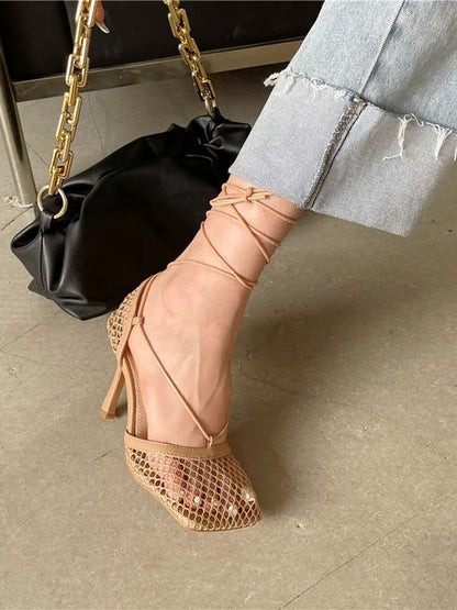Hollow Mesh High Ankle Heel