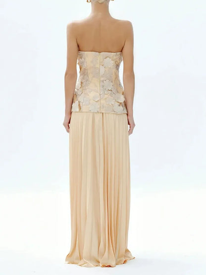 Haley Sleeveless Folds Maxi Dress