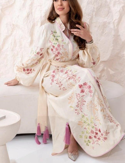 Cressida Floral Lace Up Long Sleeve Maxi Dress