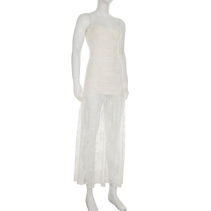Ilyas Apricot Lace Flower Maxi Dress