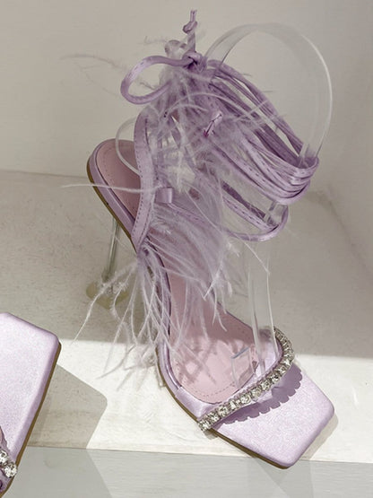 Kayla Rhinestone Feather Toe Heel