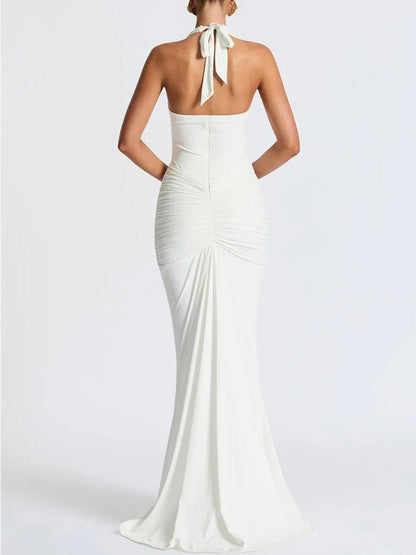 Liana Deep-V Halter Maxi Dress