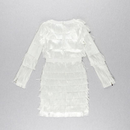 Louanne Deep V Layared Tassel Dress