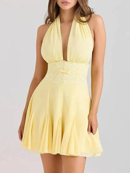 Lydia Halter Flared Mini Dress