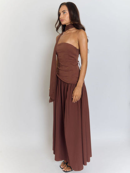 Lyra Backless Split Skirt Maxi Dress