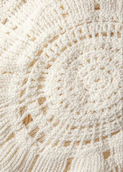Ivory Crochet Lace Maxi Dress – Boho Beach Cover-Up