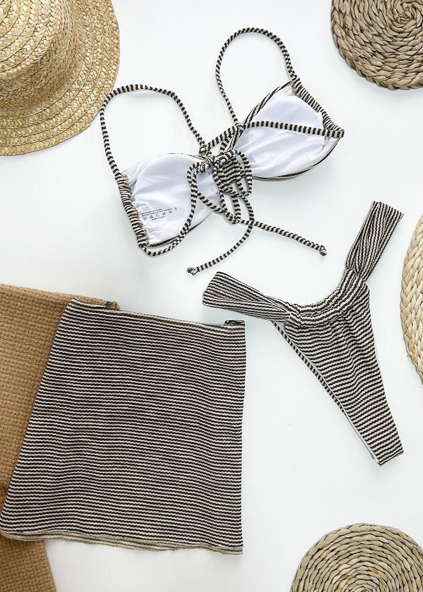 Riviera Striped Bikini Set with Skirt Cover-Up