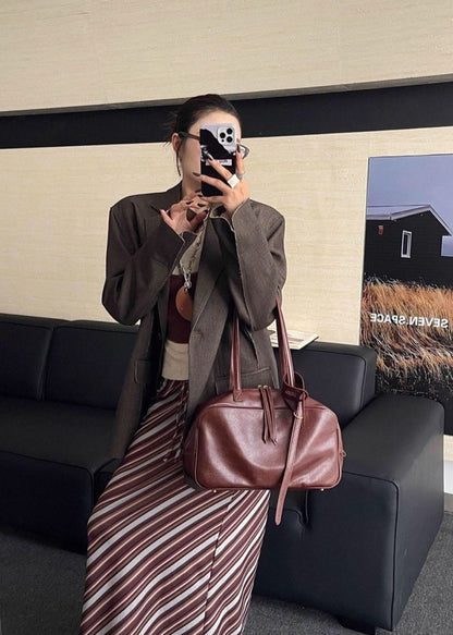 Mocha Leather Shoulder Bag