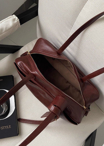 Mocha Leather Shoulder Bag