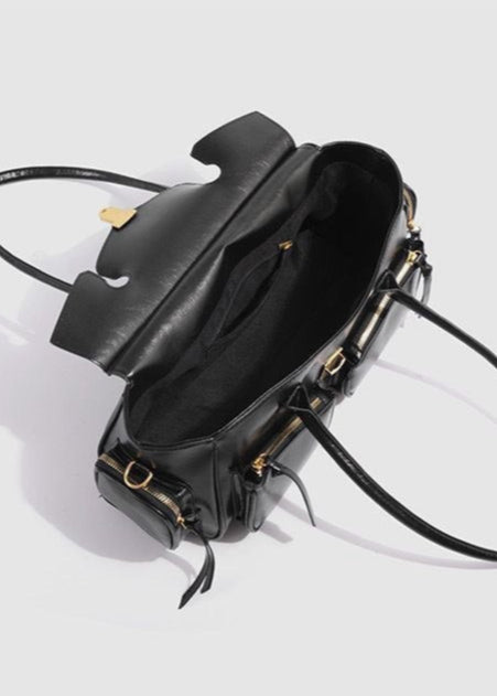 Vintage Brown Multi-Pocket Shoulder Bag – PU Leather Tote with Adjustable Strap