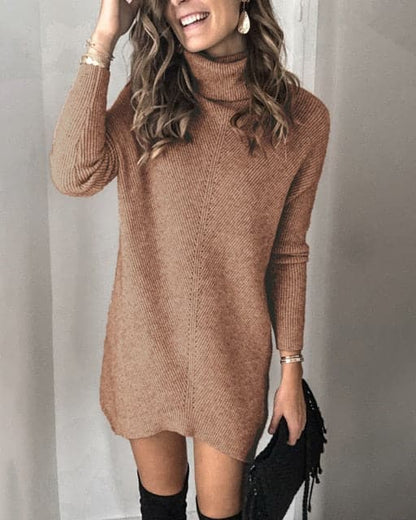 Fashion Turtleneck Long Sleeve Sweater Dress