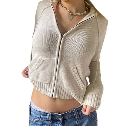 Zip Up Knit Hoodie Jacket