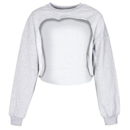Irregular Cut Out Streetwear New Oneck Hoodies