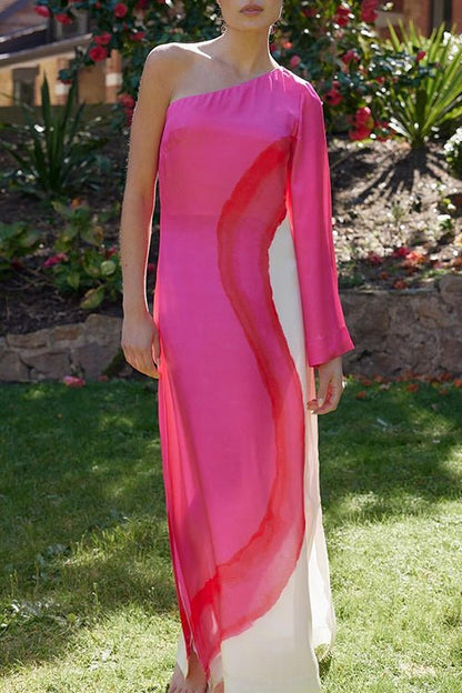 Aitana Stylish One-shoulder Maxi Dress with Slit for Women