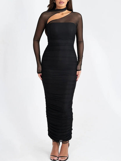 Sienna Mesh Ruched Maxi Dress