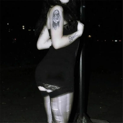 Skull Print Straps Tiny Dress