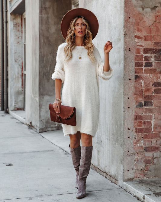So In Love Knit Sweater Dress Ivory FINAL