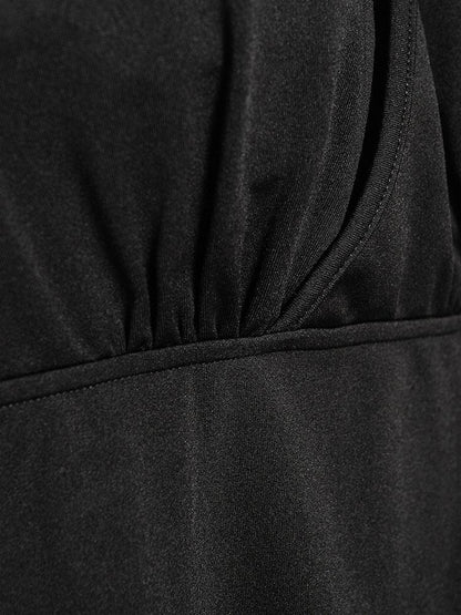 Solid V neck Chain Sleeveless Tight Dress