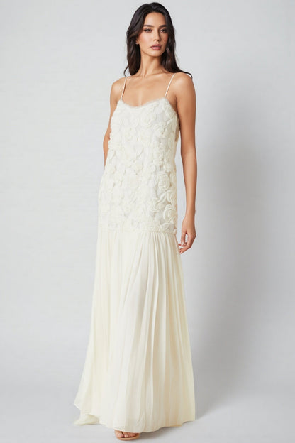 Pietro Three-Dimensional Rose Chiffon Maxi Dress