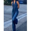 Front Zip Sleeveless Denim Jumpsuit