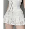 A Line Pleated Lace Mini Skirt