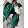 Toweling Embroidered Baggy Varsity Jacket