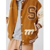 Toweling Embroidered Baggy Varsity Jacket