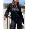 Rhinestone Letter Graphic Hoodie