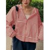 Oversized Vintage Stripe Zip Up Hoodie