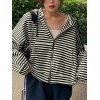 Oversized Vintage Stripe Zip Up Hoodie