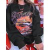 Fleece Lined Black Pullover Graphic Sweatshirt