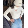 Cutout Heart Turtleneck Cropped Sweater
